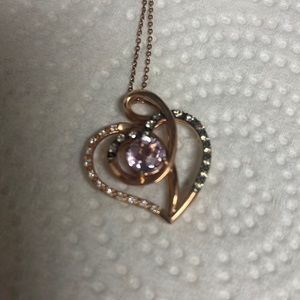 strawberry gold necklace with heart pendant amethyst,choc/white diamonds